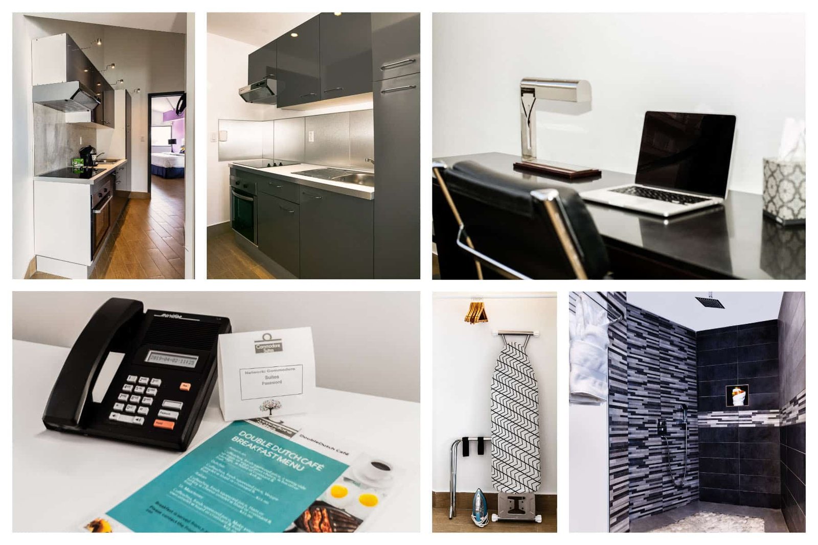 Commodore Suites – Room Amenities Commodore Suites - Room Amenities - Boutique Hotel centrally in Simpson Bay - luxury rooms, vacation, business visit, kitchen, kingsize bed, shower.