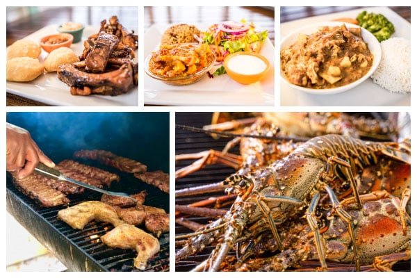 Sint Maarten | Saint Martin - Local dishes, food the locals eat. National dishes Callaloo Soup, Conch & Dumplings, Ackee & Saltfish, Caribbean Lobster, Red Snapper, Barbeque Ribs & Chicken with Rice & Peas and Johnnycake. 
