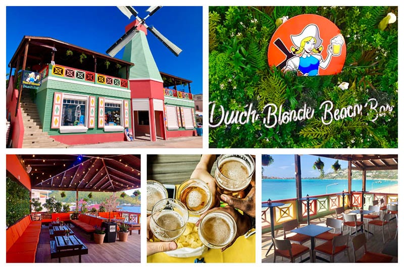 Dutch Blonde Beach Bar & Restaurant - Philipsburg, Local Beer Garden, Boardwalk, San Martin Brewery, SXM Beer, Dutch Windmill
