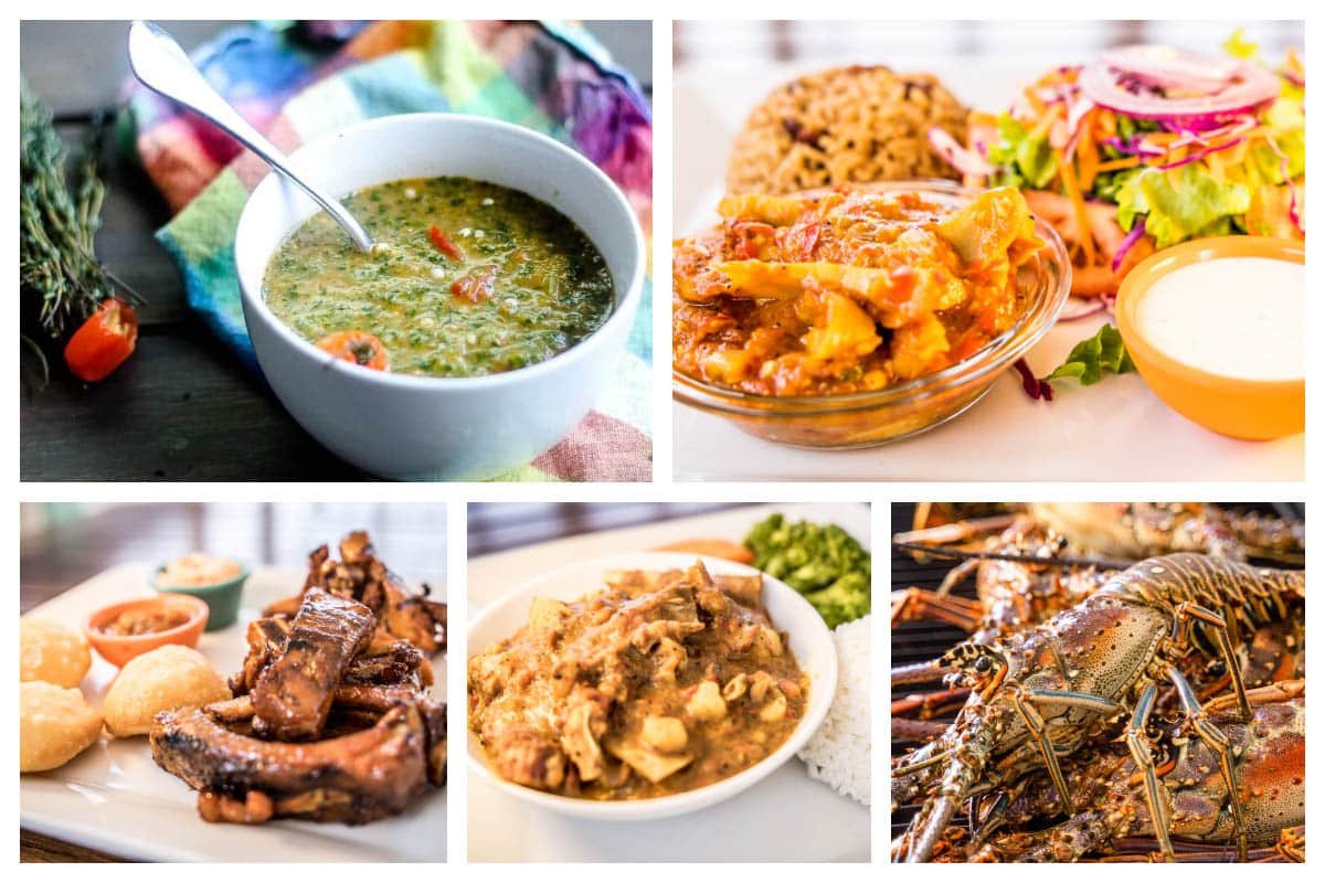 Sint Maarten | Saint Martin - Local dishes, food the locals eat. National dishes Callaloo Soup, Conch & Dumplings, Ackee & Saltfish, Caribbean Lobster, Red Snapper, Barbeque Ribs & Chicken with Rice & Peas and Johnnycake. 