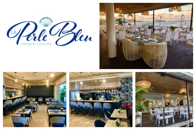 La Perle Bleu - French Restaurant, Boho, Chic - Location Cole Bay, Local Owner, Lagoon View - Bali Classic Blue Decor