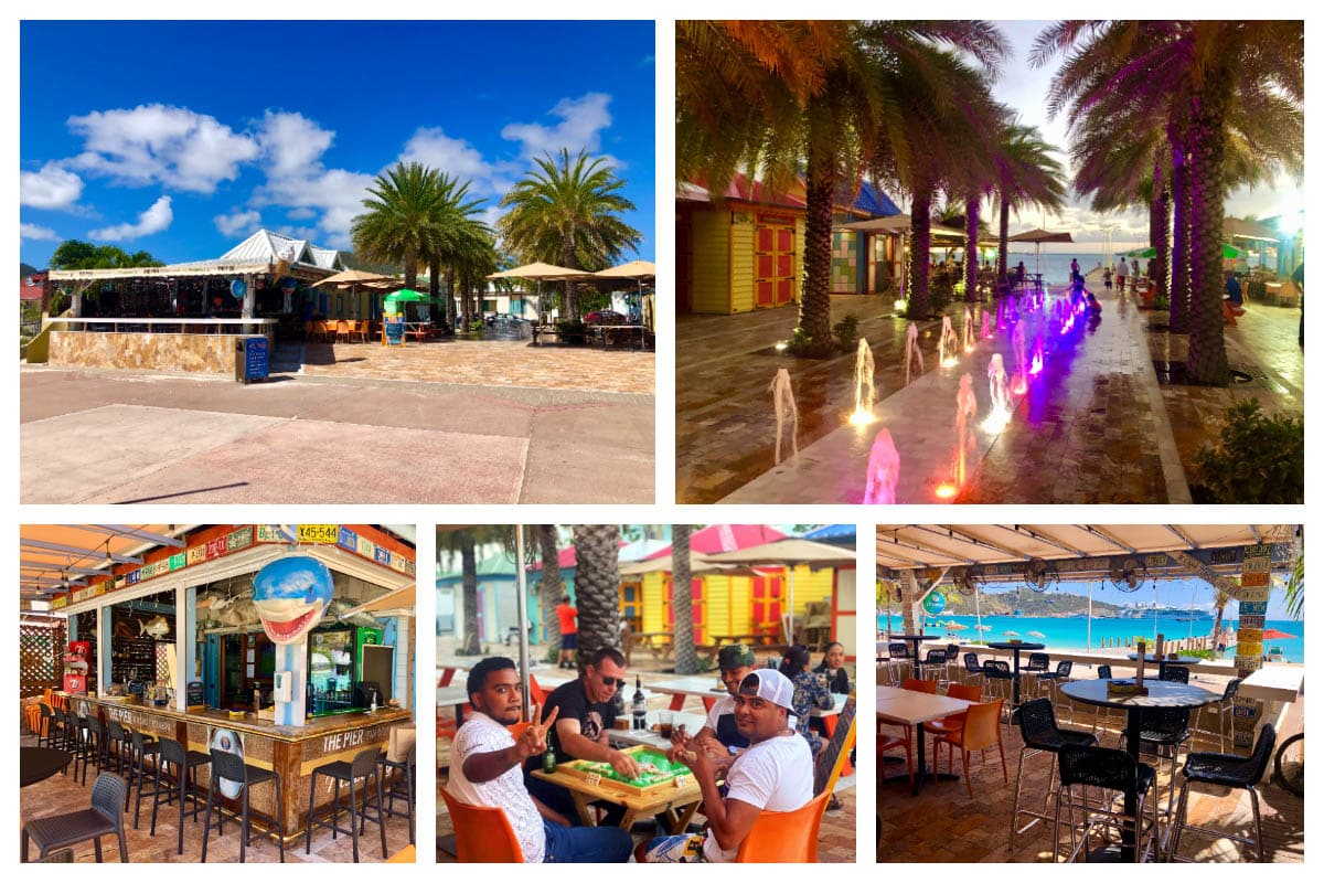 The Pier Beach Bar - Walter Plantz Square, Philipsburg, Dutch Sint Maarten, St. Martin, SXM, Fountain, Palmtrees