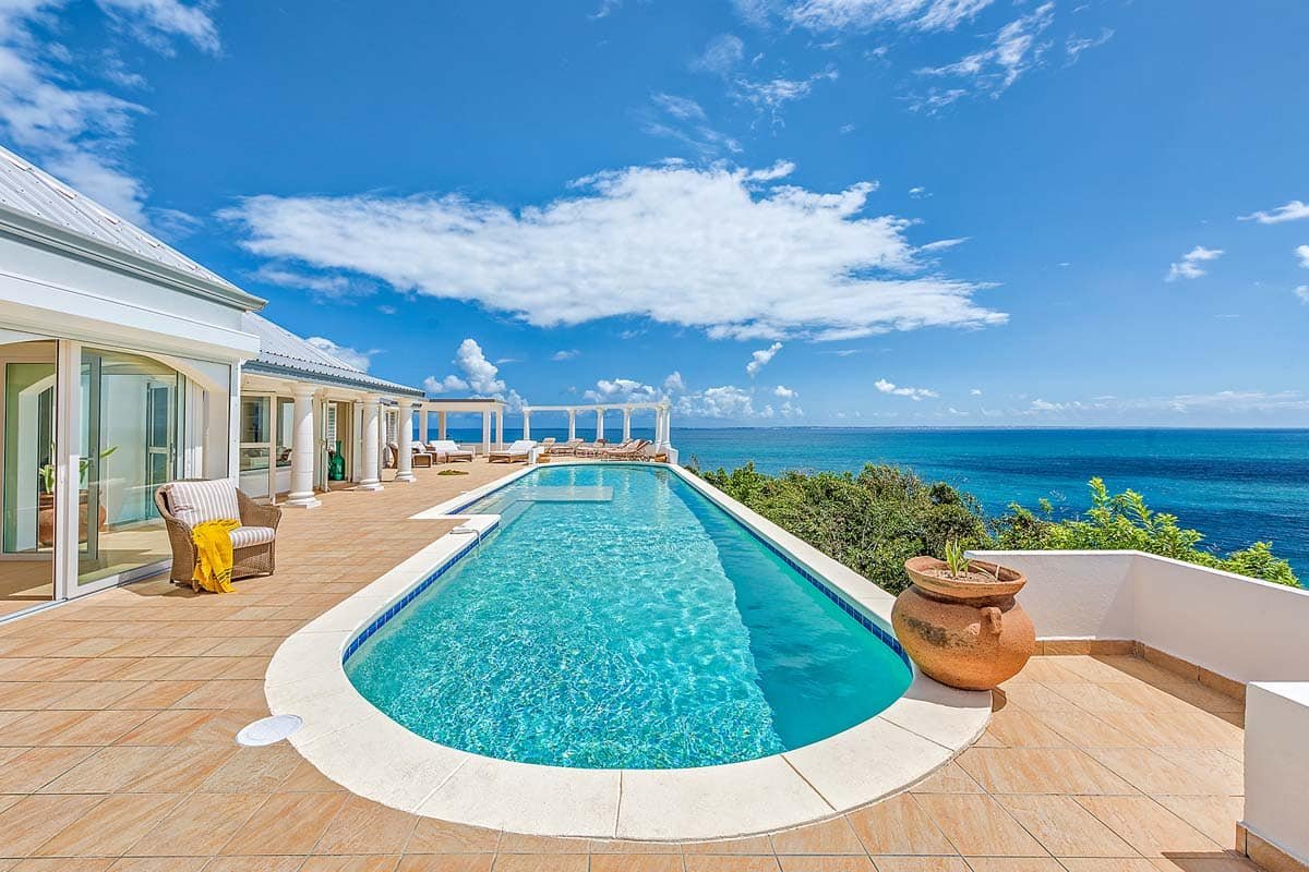 Villa Terrasse de Mer infinity pool, Terres Basses, St. Martin – heated pool with panoramic ocean views