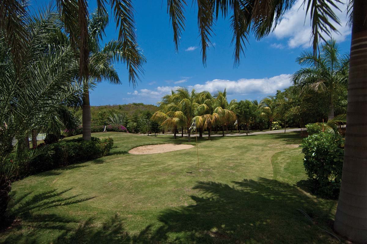 Private golf putting green at Villa Sandyline, Terres Basses, St. Martin