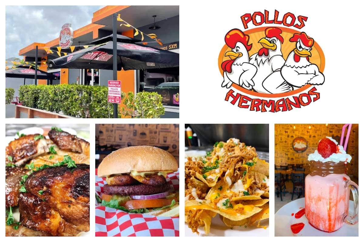 Pollos Hermanos location Simpson Bay St. Maarten- South American-Venezuela influenced Restaurant: Best Rottiserie chicken, Wraps, Burgers, Enchilada, Patacones, Quesadillas, Cassave, Milkshakes, Desserts. 
