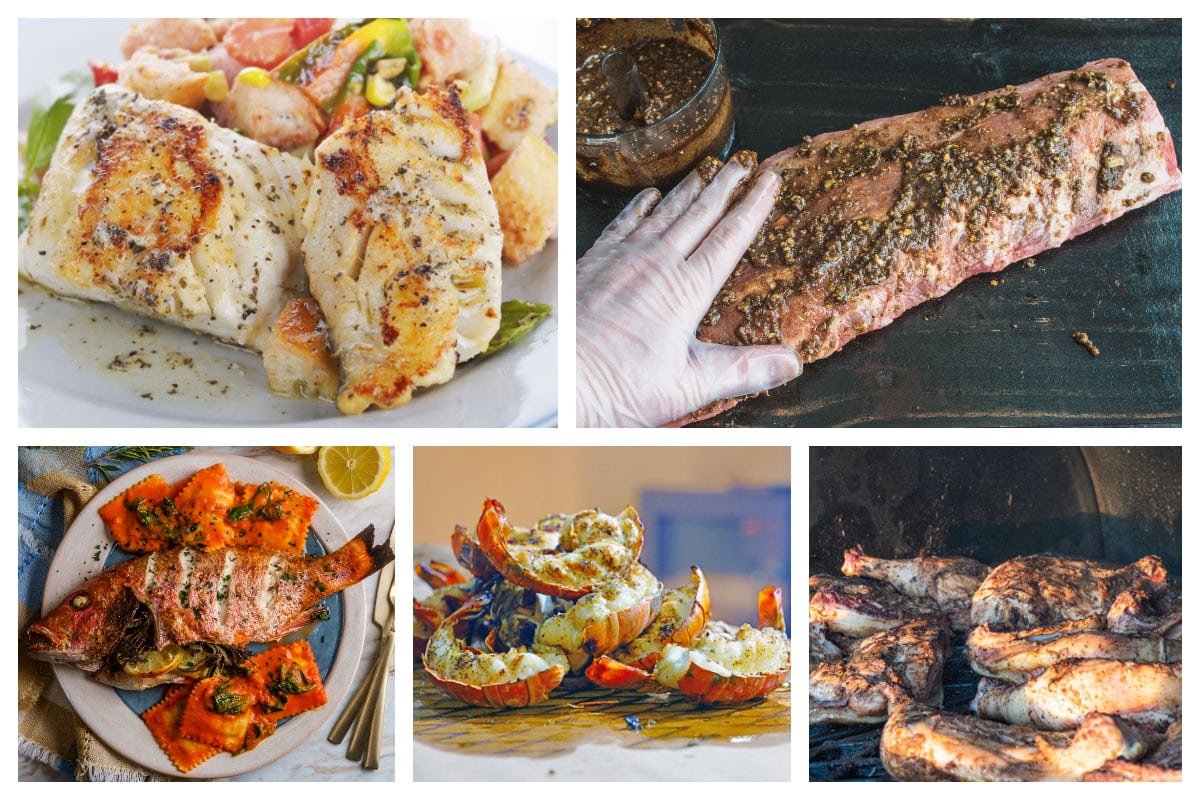 Top 10 Local food St. Maarten – St. Martin – Anguilla – St. Barths, Caribbean grill, Lobster, Snapper, Mahi mahi, National dish S Grilled snapper, lobster & mahi-mahi plates — local Caribbean cuisine, St. Maarten