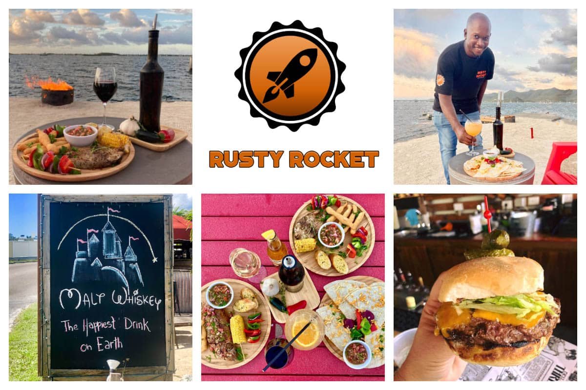 Rusty Rocket Beach Bar and Restaurant next to the Airport - Burgers, Quesadillas, Fresh Fish, Laidback Bar S