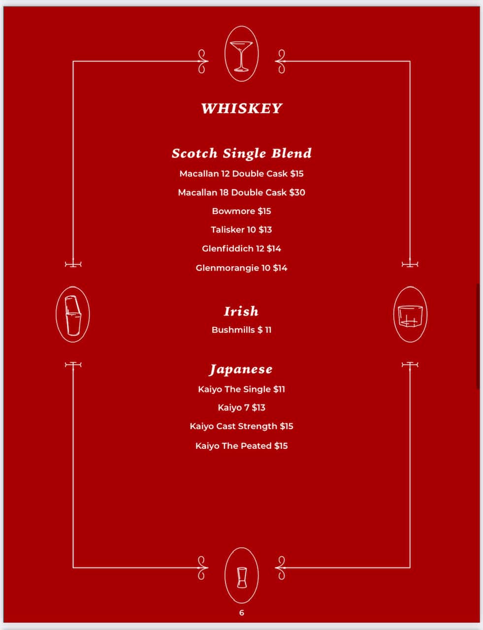 Premium whiskey selection at Kingsman Lounge in Simpson Bay, featuring aged Scotch, Bourbon, and Japanese whiskies.