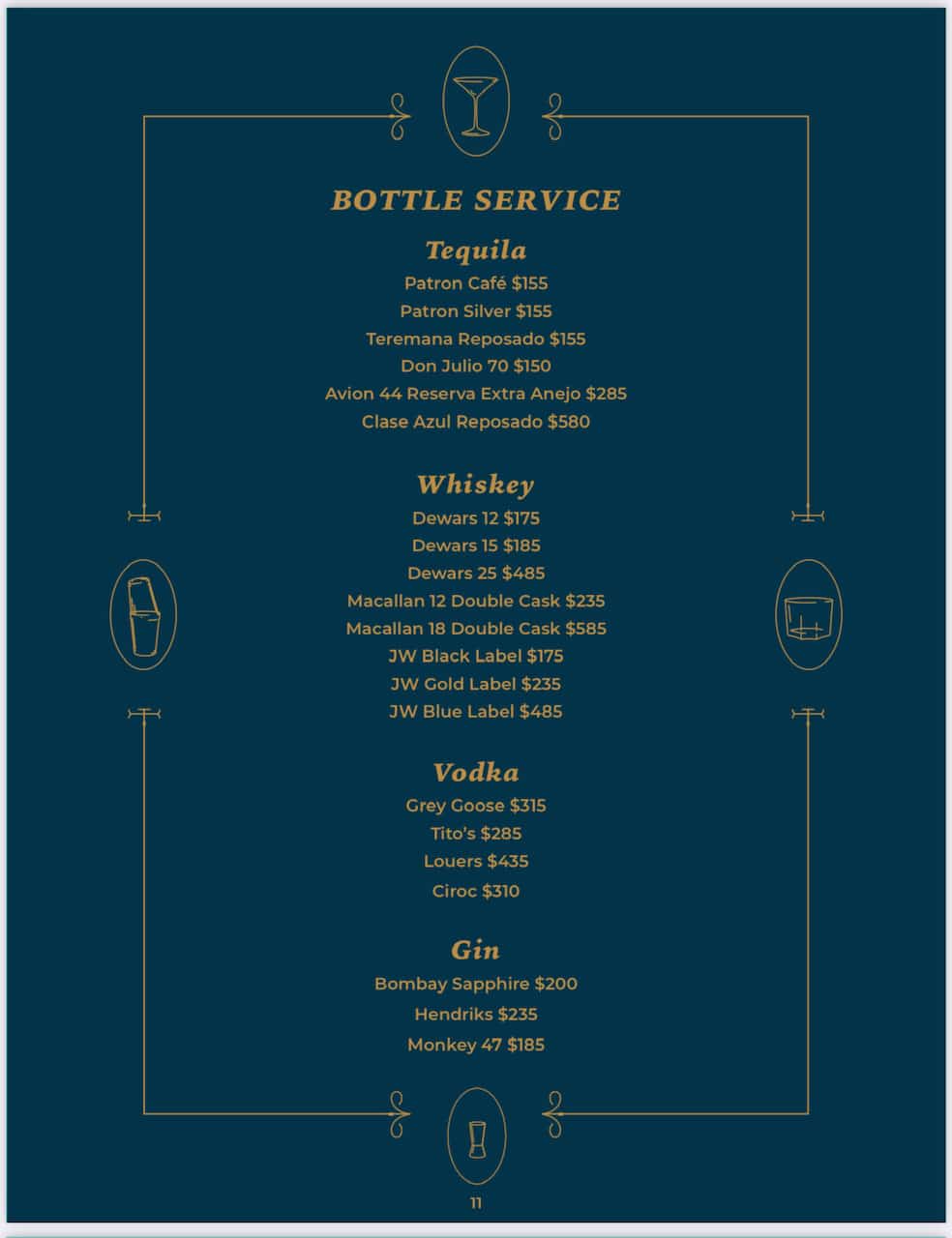 Elegant bottle service setup at Kingsman Lounge in Simpson Bay, featuring premium spirits and mixers.