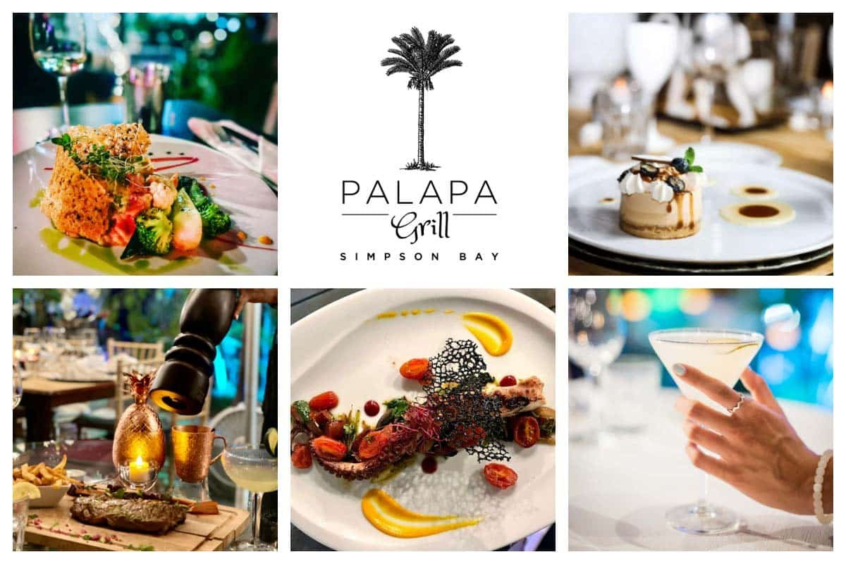Palapa Grill in Simpson Bay - Elegant, Chic, Fine Dining experience with colorful decor.