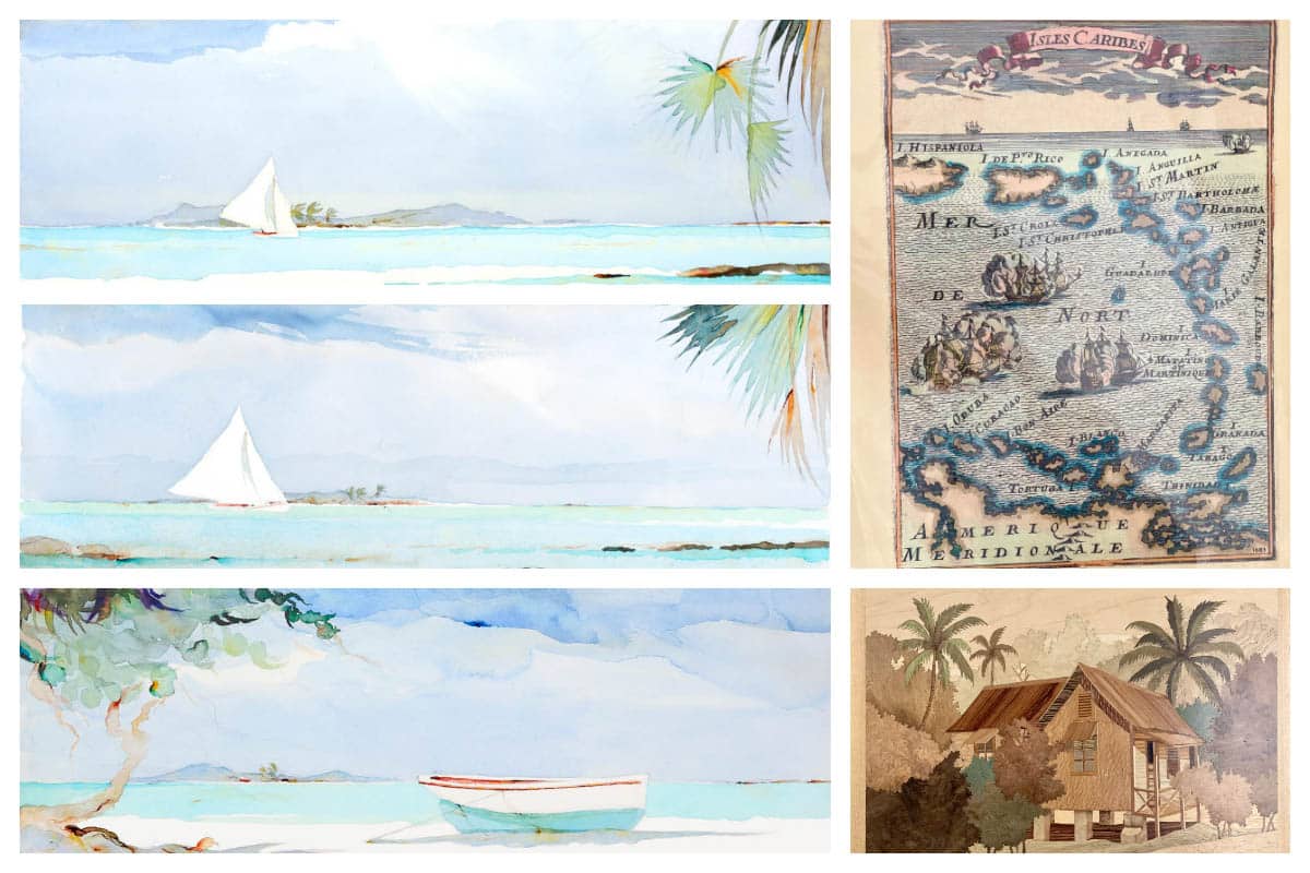 Aintoine Chapon, Old Caribbean Maps, Paintings on Wood - Unique pieces of Art in SXM and St Barth S