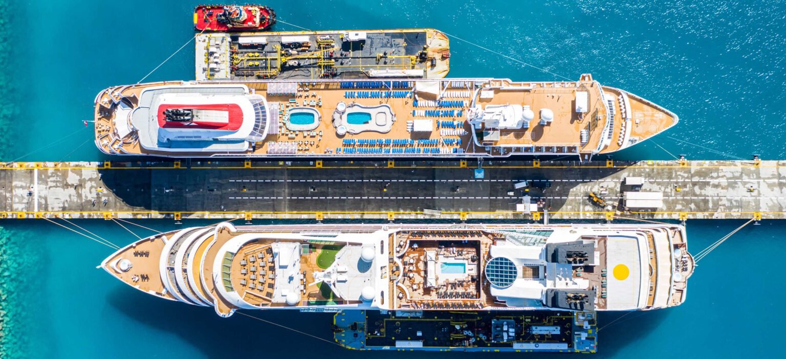 Aerial View of Cruise Ships at Port of Philipsburg