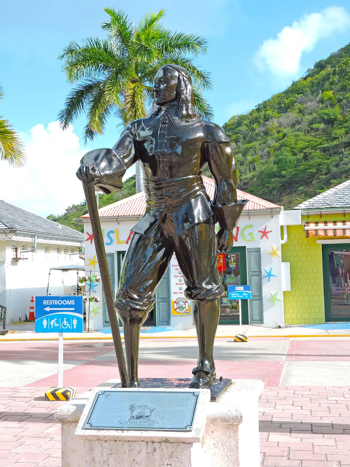 Peter Stuyvesant or Peg Leg Pete – The Wooden Leg Dutch Soldier Fort Louis in Marigot - Century Old Fort protecting the Capital of Saint Martin