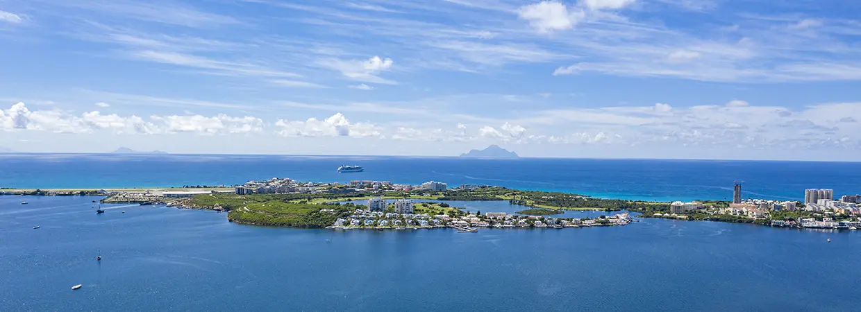 "Breathtaking Aerial View of Maho, Mullet Bay Beach, and Cupecoy in SXM - Caribbean Paradise"