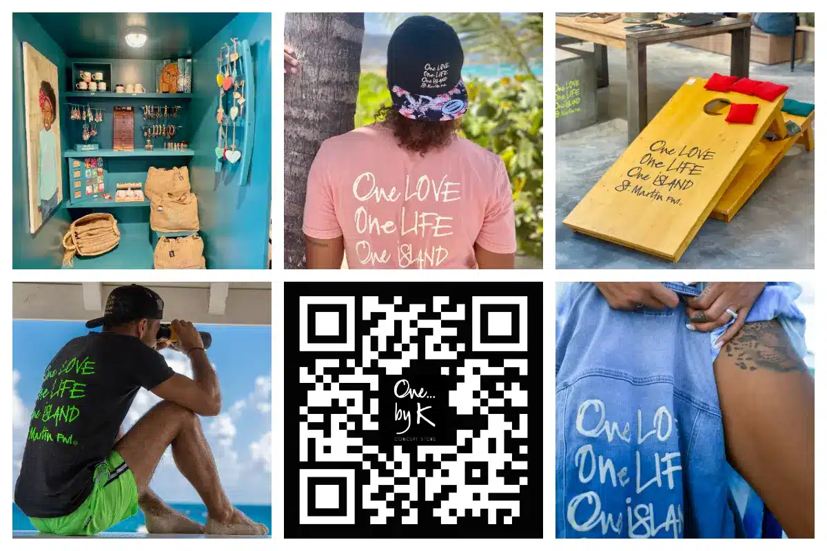 One by K boutique in Hope Estate, offering island-themed apparel, caps, shirts, and accessories