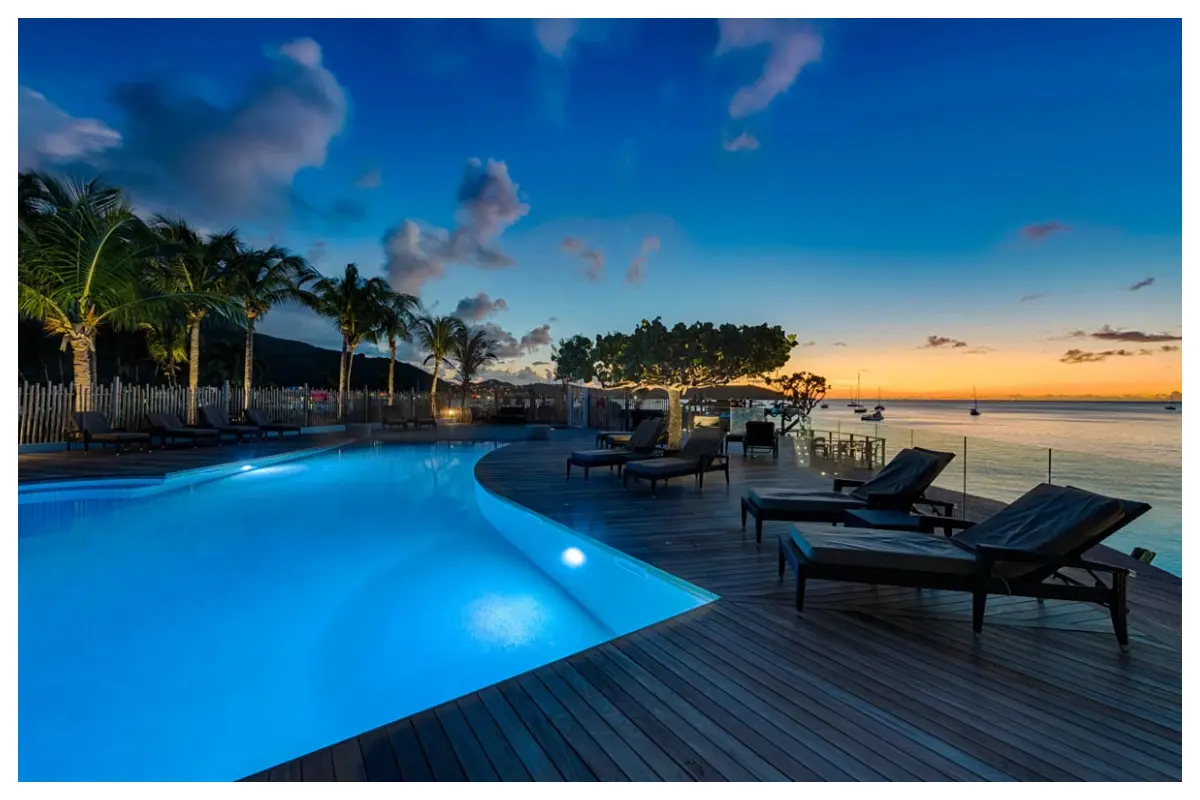 Swimming pool overlooking Grand Case Bay at Grand Case Beach Club, St. Martin
