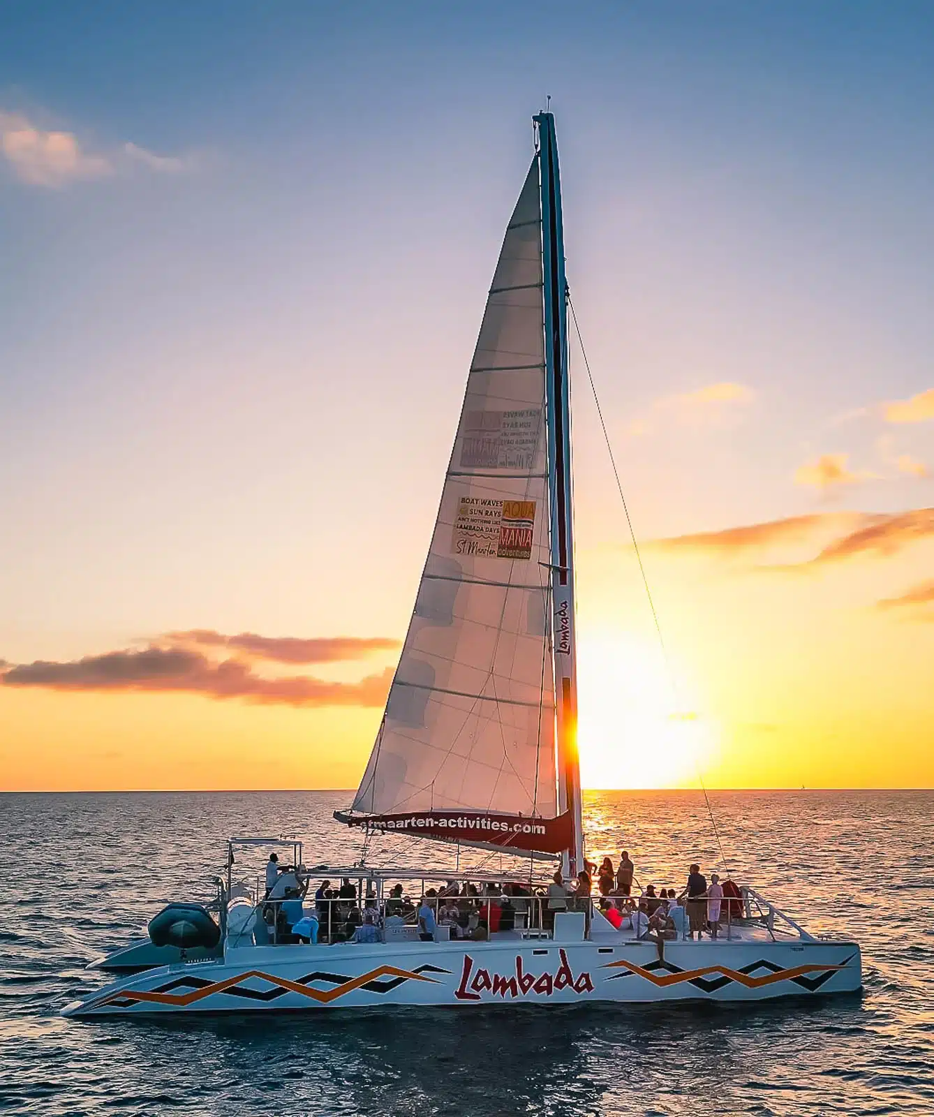 Sunset Cruise with Bubbles in Simpson Bay, Sint Maarten—romantic evening sail with prosecco and snacks