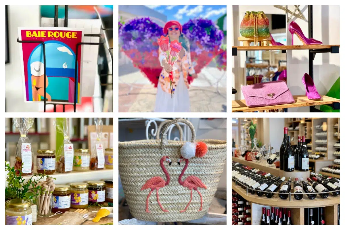 Shopping in Marigot, French St. Martin—postcards, tea, handbags, European clothing, French wine, and cheese