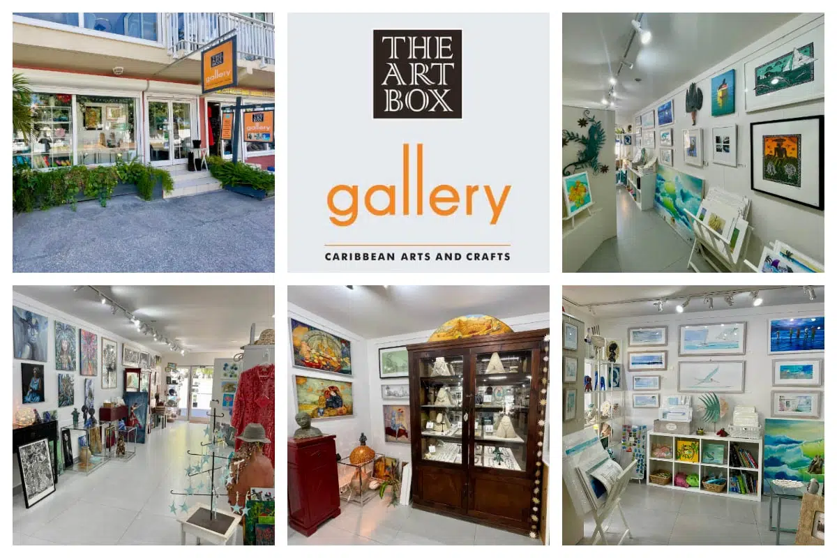 The Art Box Gallery in Cole Bay, Sint Maarten—paintings, sculptures, and handmade Caribbean crafts