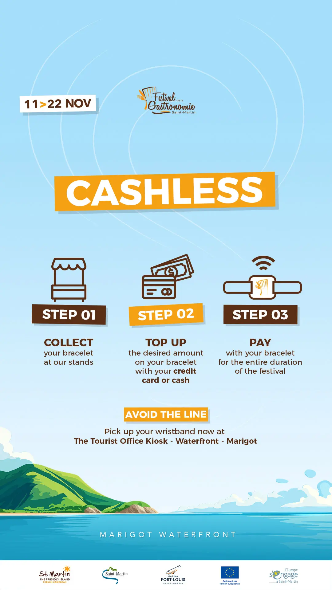 Festival de la Gastronomie 2024: Cashless payment system from November 11 to 22 in Marigot, St. Martin.