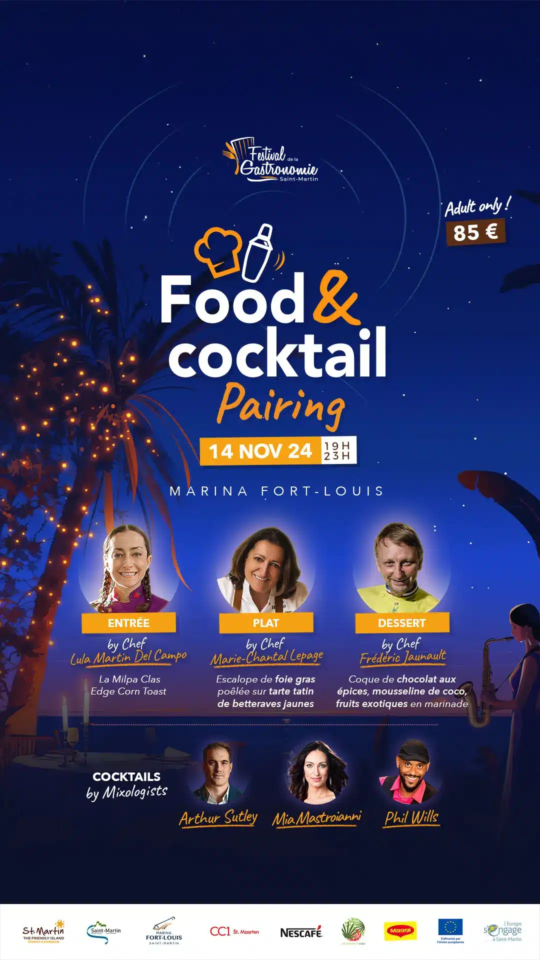 Festival de la Gastronomie 2024: Food and Cocktail Pairing event on November 14 at Marina Fort Louis, Marigot, St. Martin