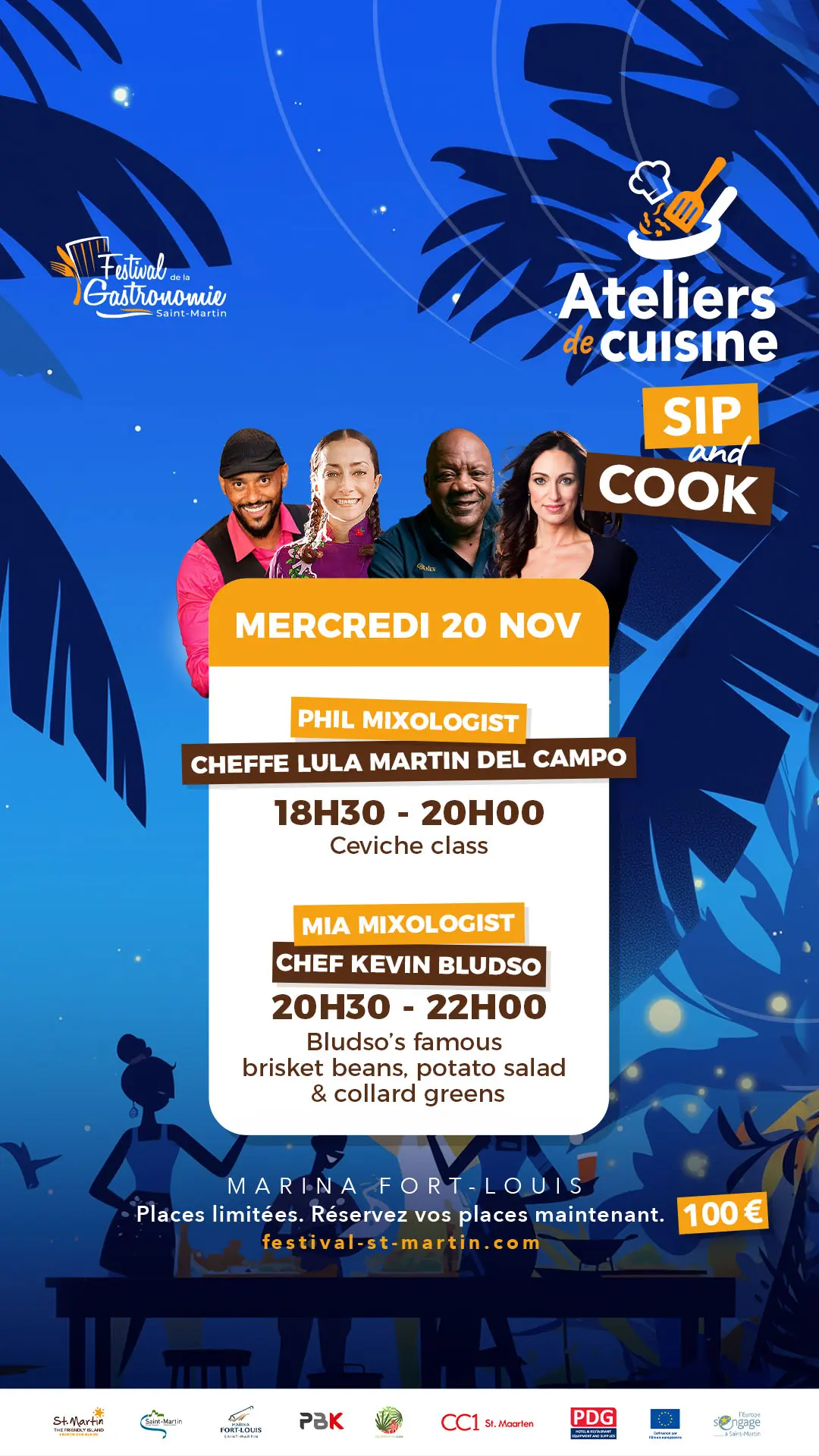 Festival de la Gastronomie 2024: Sip & Cook workshop on November 20 in Marigot, St. Martin.