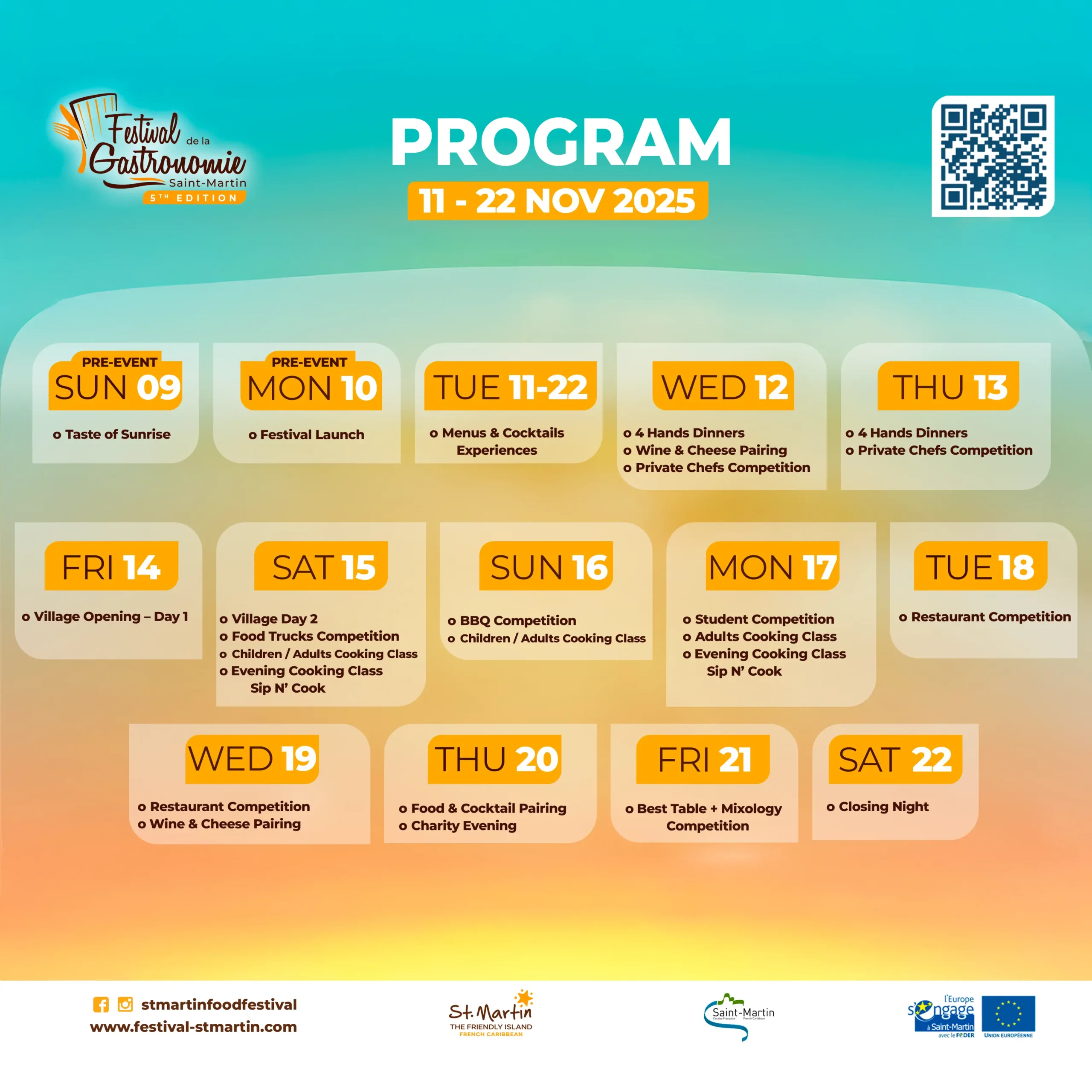 Back page programme square format – Festival de la Gastronomie, Saint Martin