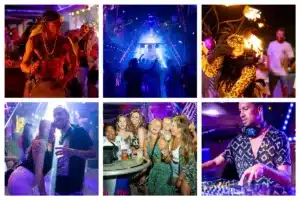 Tropical night party at Soggy Dollar Bar with international DJ at Simpson Bay, St. Maarten