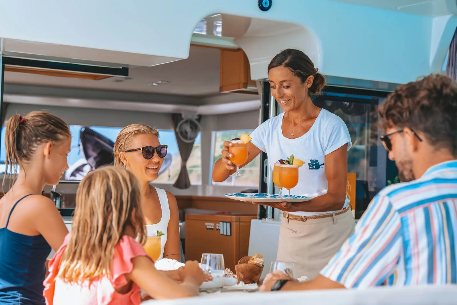 Amari Lagoon 450S catamaran galley kitchen with finishes aboard St. Maarten charter