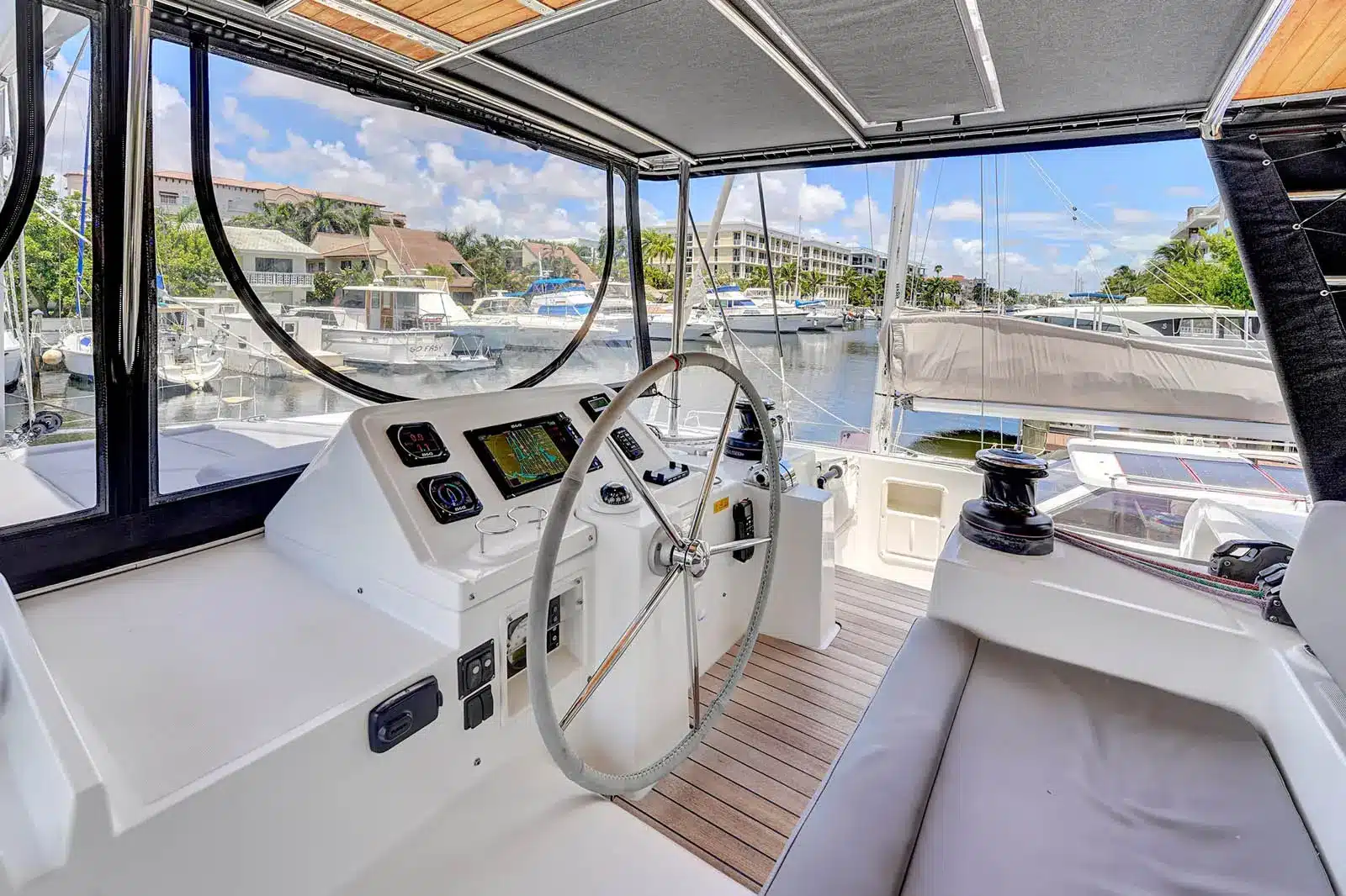Amari Lagoon 450F sailing catamaran gliding near St. Maarten