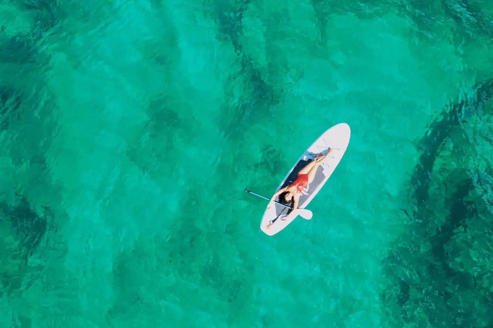 Paddle board available for guests aboard Ever Glorious Bali 45FT catamaran in St. Maarten.