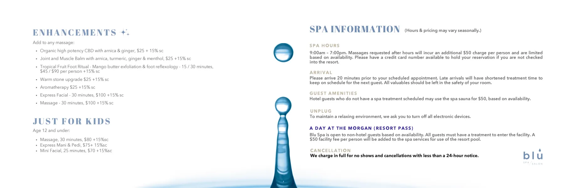 Ble Spa _ Salon - Wellness Spa Menu and Enhancements , Just for kids ,