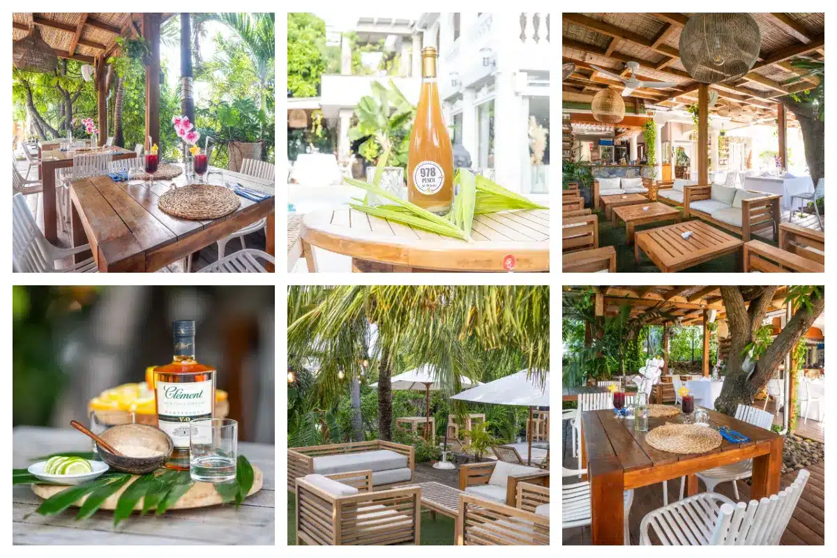 978 Sanctorum Lounge outdoor terrace amid lush Rambaud greenery, Saint Martin.
