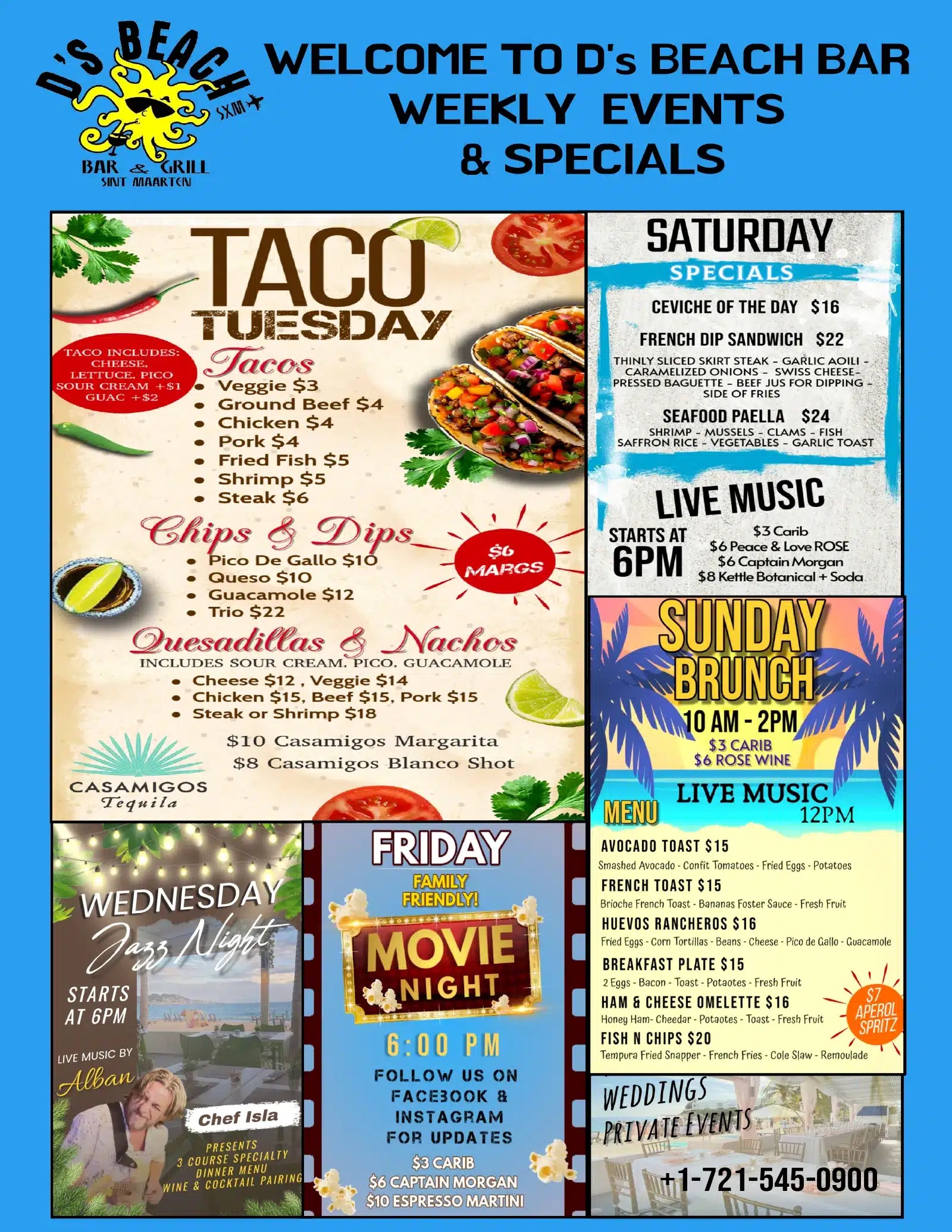 D's Beach Bar Food Menu - Lunch & Dinner 2025
