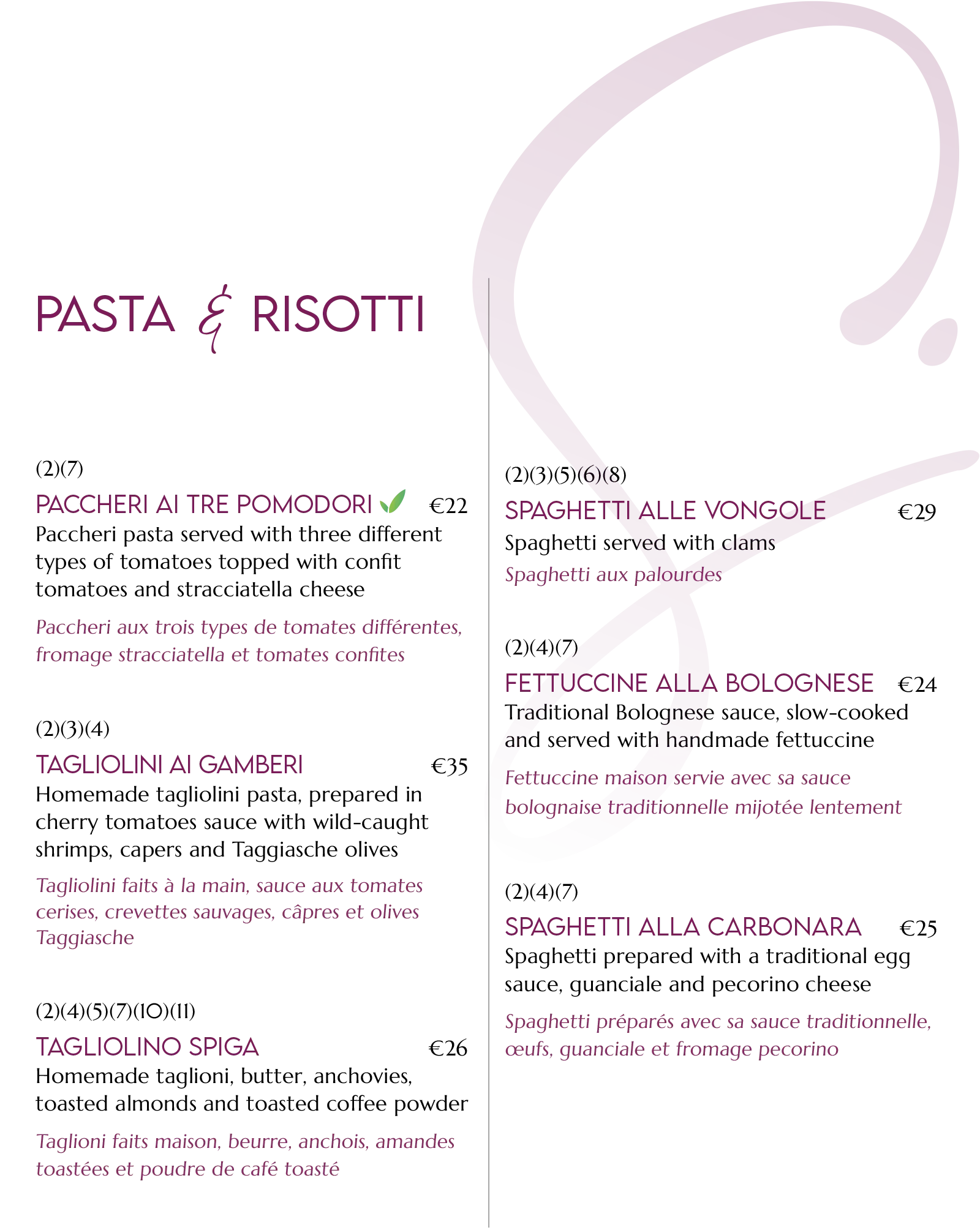 Spiga pasta and risotti dishes, Grand Case, St. Martin.