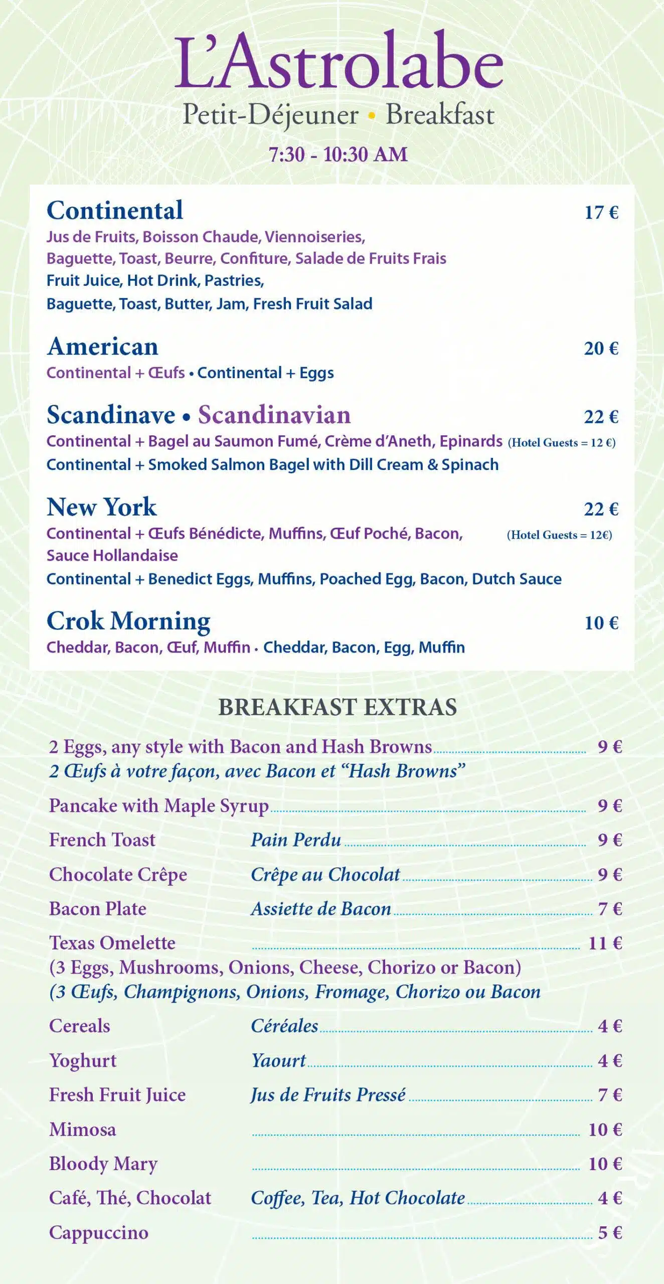 L'Astrolabe Menu - Soups, Appetizers and Salads