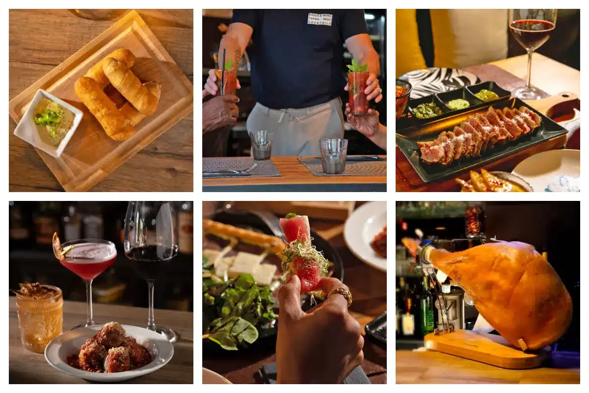 South American tapas and wine spread at Balls & Wine, Simpson Bay St. Maarten