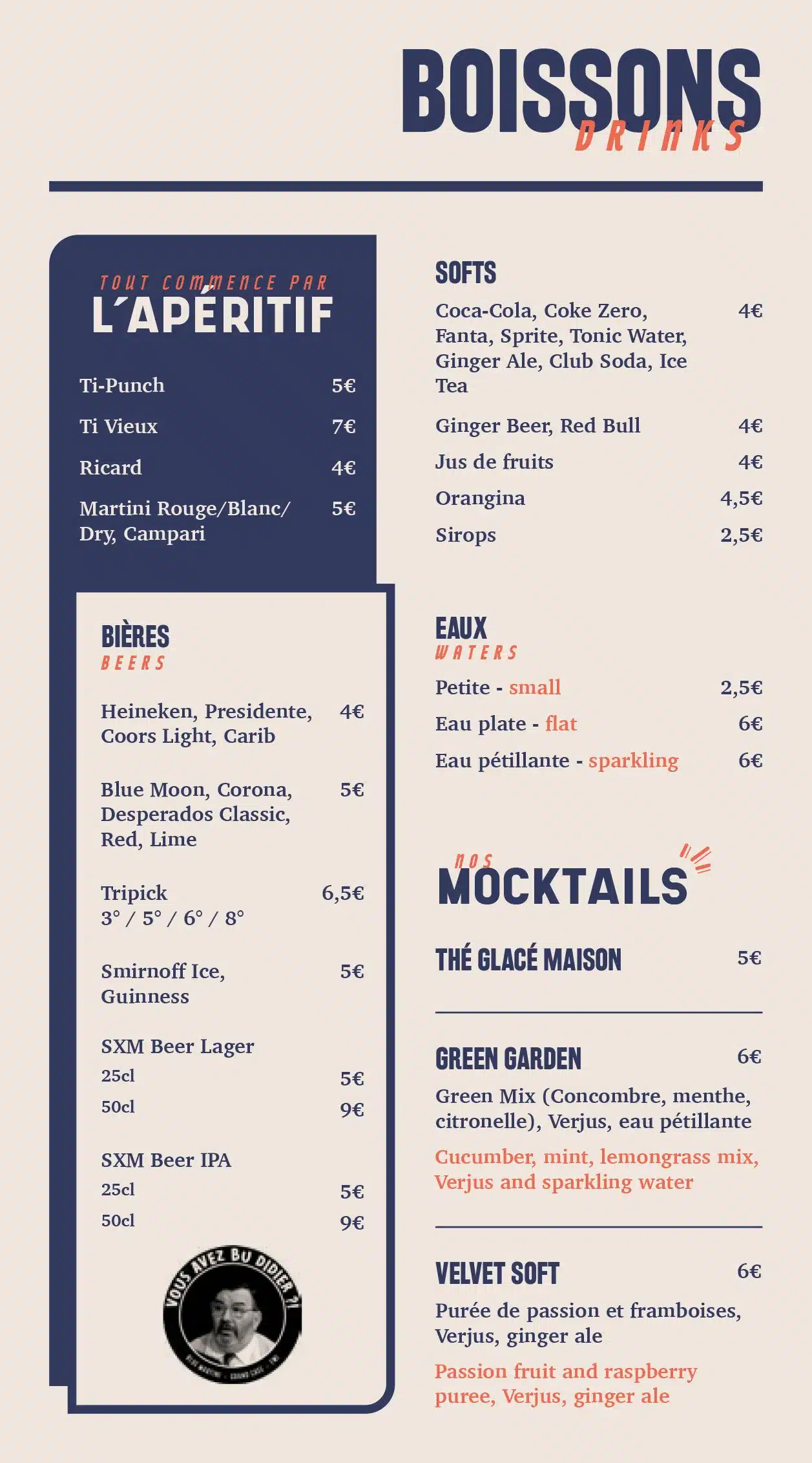 Blue Martini Drinks  Menu-entier-couleur