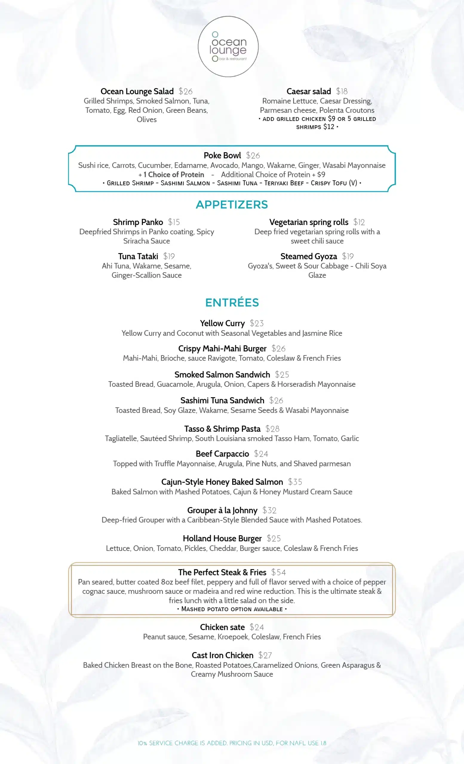 Lunch Menu Season 2025 Summer Season