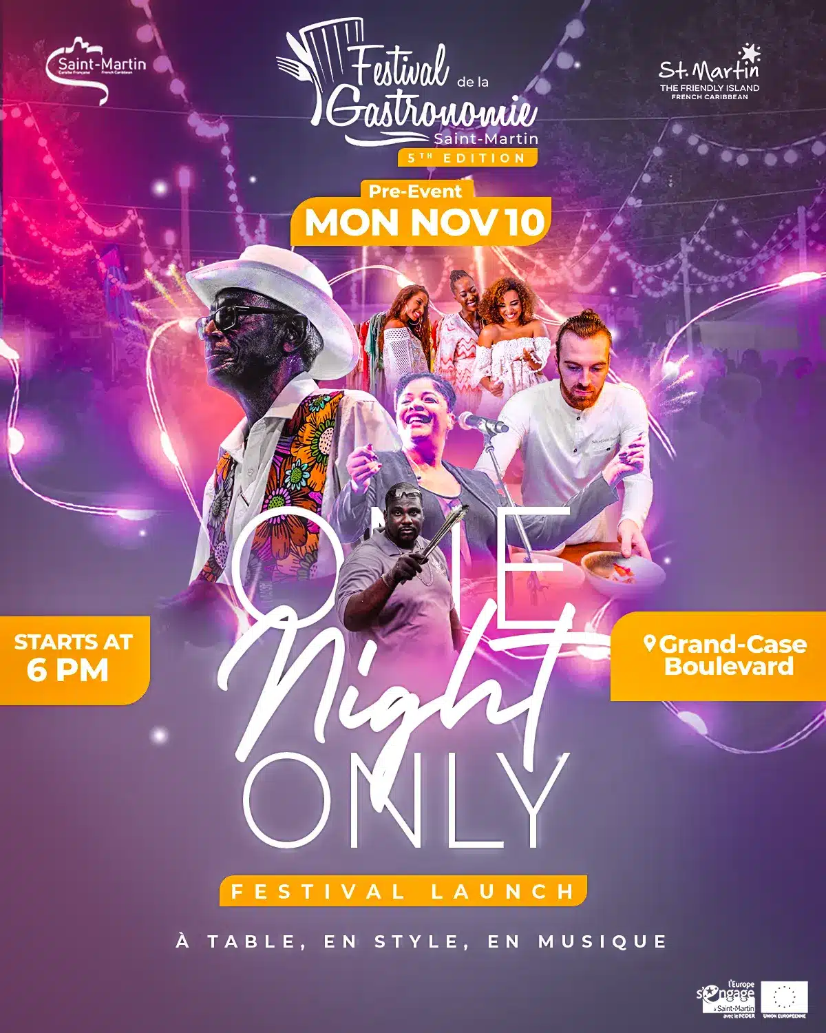 OnenightOnly event poster – tropical beach party, St Maarten