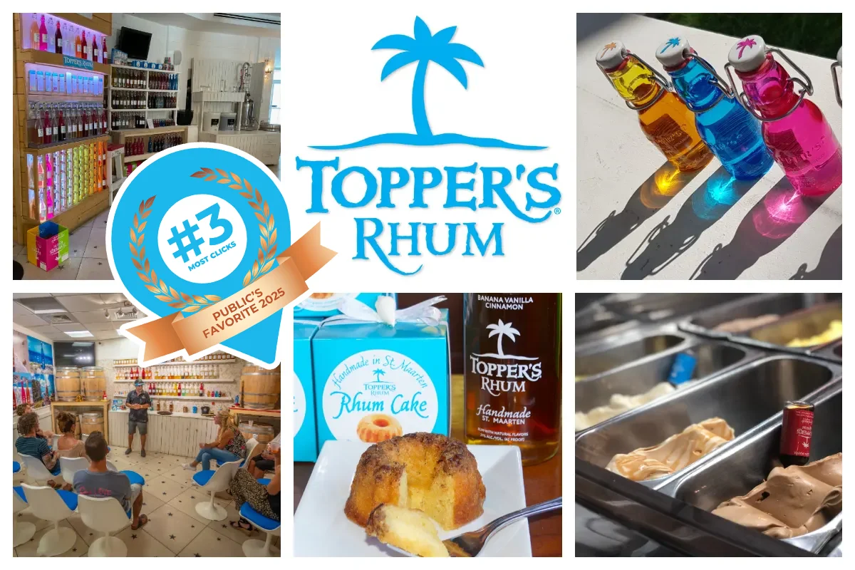 Topper's Rhum Distillery in Simpson Bay - Ice cream, Rhum, cake and Island souvenirs