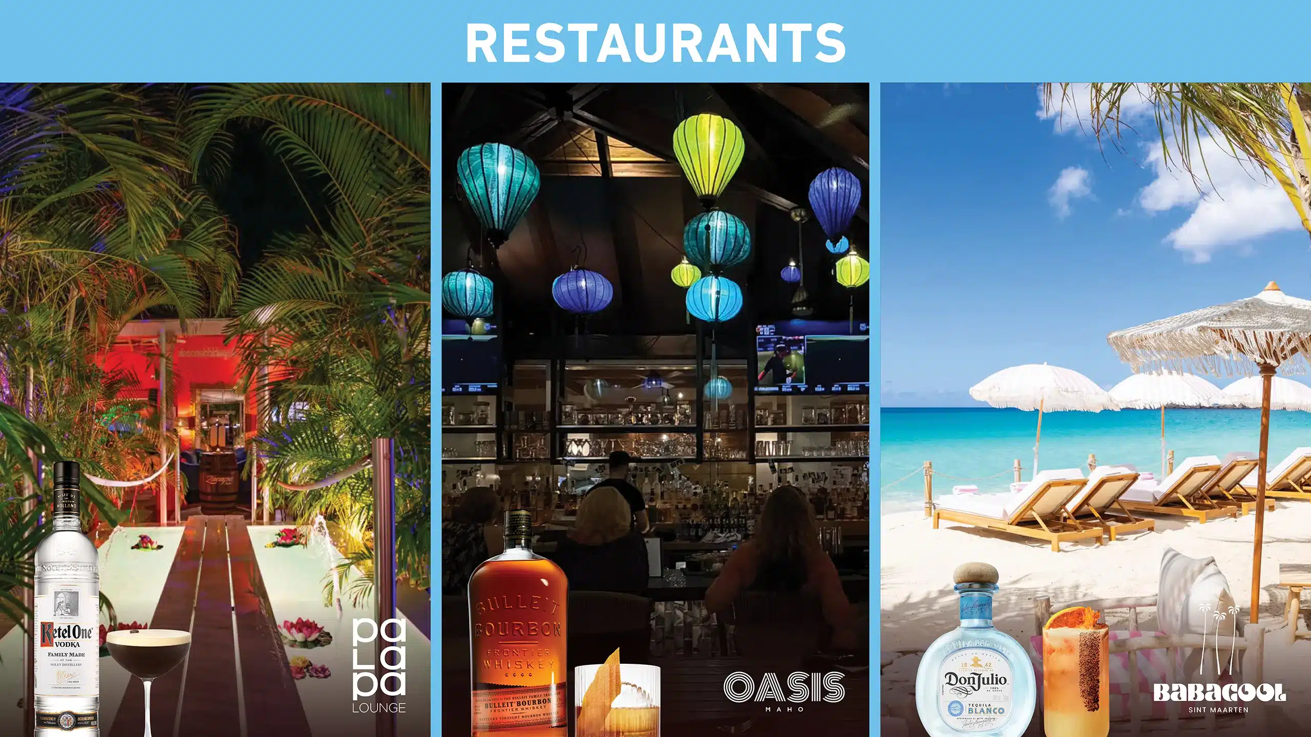 Cocktail promo banner for restaurants and beach bars St. Maarten