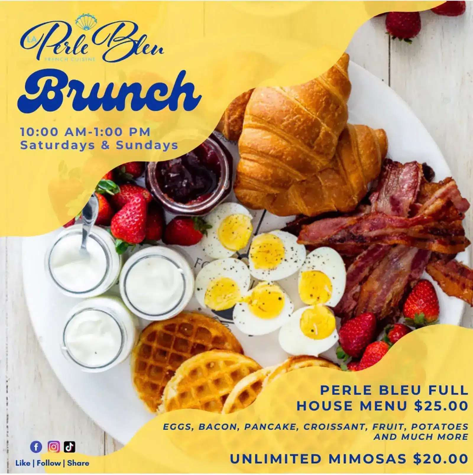 La Perla Bleu Breakfast Full House Menu $25,00