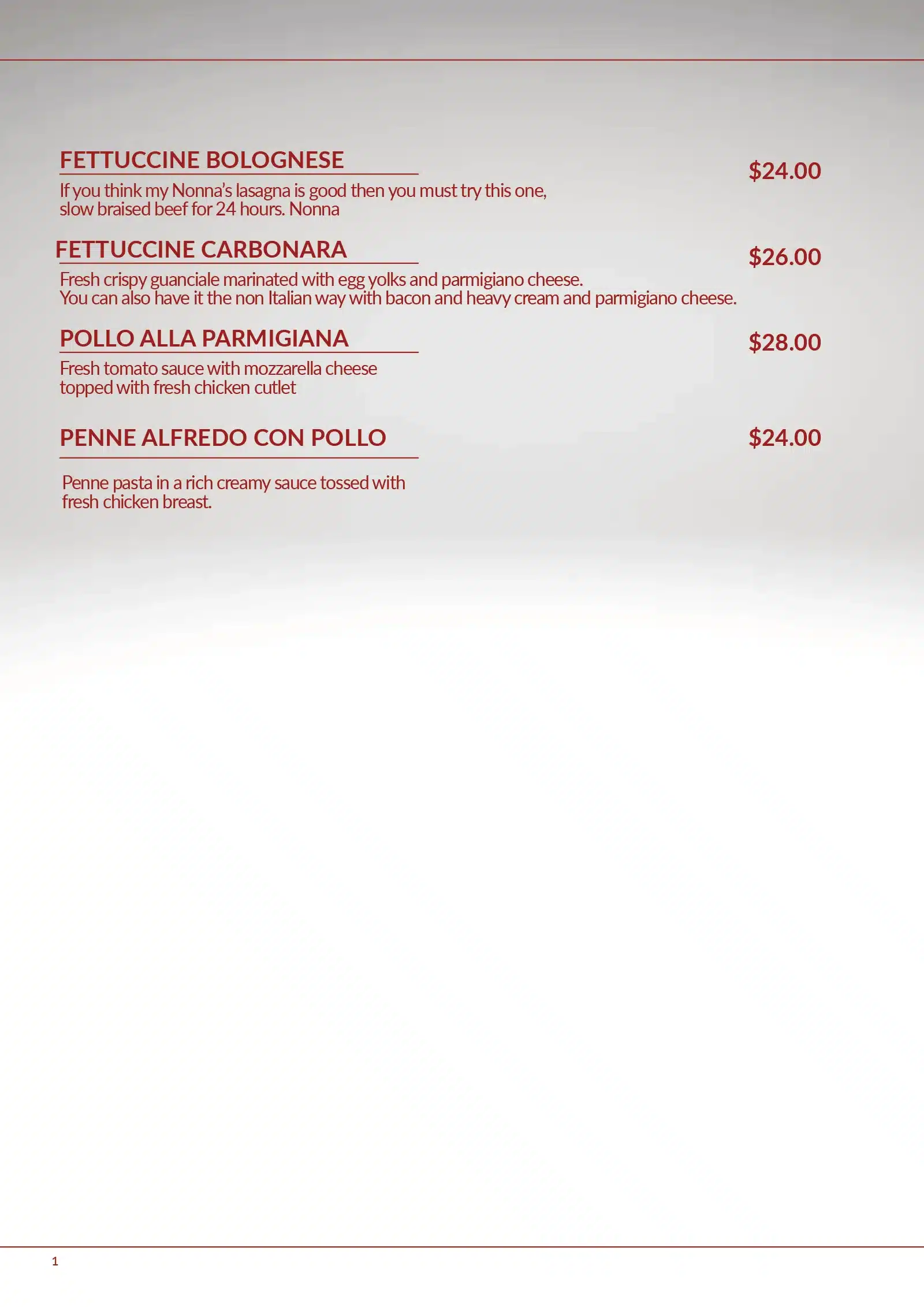 Il Bacio Best Italian Restaurant SXM Dinner Menu 2026