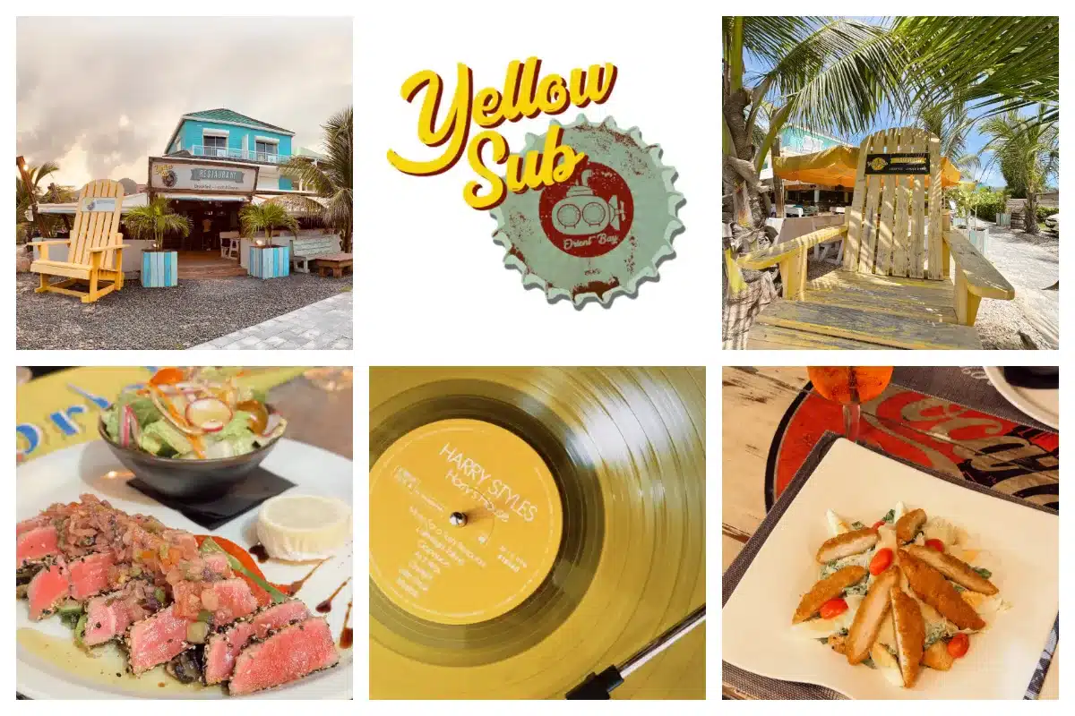 Yellow Sub in Orient Bay Beach — Casual Dining with an Amstel Bright! Yellow Sub in Orient Bay Beach — Casual Dining with an Amstel Bright!