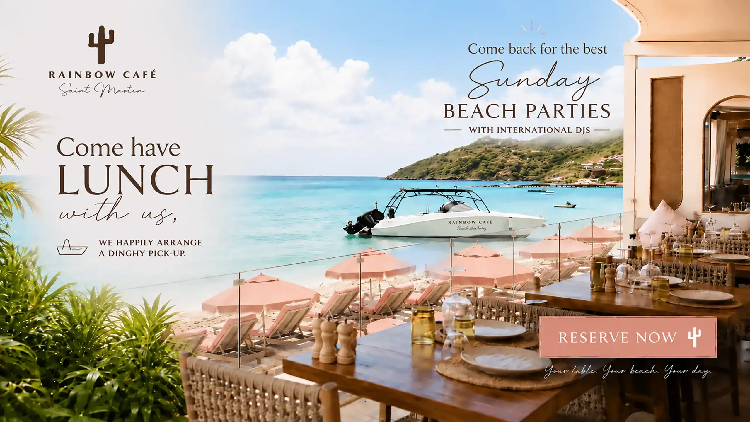 Rainbow Cafe a Perfect Boat Charter Stop in Grand Case - Banner Ad 2026